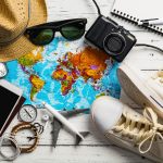 Overhead,View,Of,Traveler’s,Accessories,,Essential,Vacation,Items,,Travel,Concept